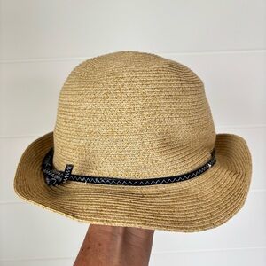 Hat Attack Tan Fedora Hat with Blue Band Women's